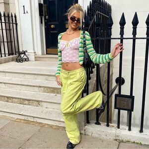 NWT THE KRIPT Royal Wide Leg High Rise Jeans  in Avocado